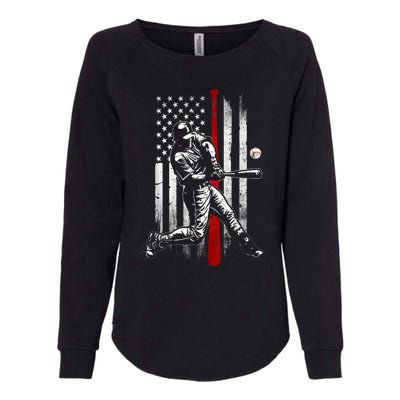 Baseball American USA Flag Patriotic Vintage Baseball Flag Womens California Wash Sweatshirt