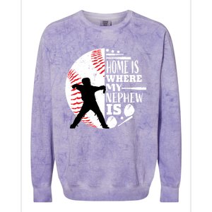 Baseball Aunt Uncle Funny Gift Player Catcher Nephew Biggest Fan Gift Colorblast Crewneck Sweatshirt