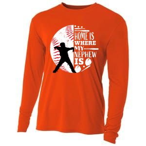 Baseball Aunt Uncle Funny Gift Player Catcher Nephew Biggest Fan Gift Cooling Performance Long Sleeve Crew