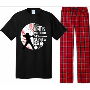 Baseball Aunt Uncle Funny Gift Player Catcher Nephew Biggest Fan Gift Pajama Set