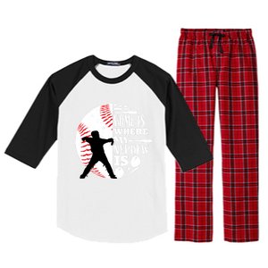 Baseball Aunt Uncle Funny Gift Player Catcher Nephew Biggest Fan Gift Raglan Sleeve Pajama Set