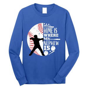 Baseball Aunt Uncle Funny Gift Player Catcher Nephew Biggest Fan Gift Long Sleeve Shirt