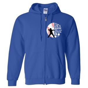 Baseball Aunt Uncle Funny Gift Player Catcher Nephew Biggest Fan Gift Full Zip Hoodie