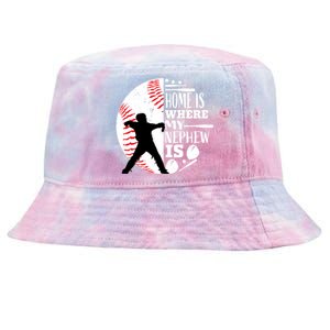 Baseball Aunt Uncle Funny Gift Player Catcher Nephew Biggest Fan Gift Tie-Dyed Bucket Hat