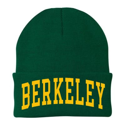 Berkeley Arched Varsity Text Yellow Knit Cap Winter Beanie