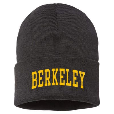 Berkeley Arched Varsity Text Yellow Sustainable Knit Beanie