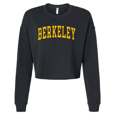 Berkeley Arched Varsity Text Yellow Cropped Pullover Crew