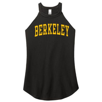 Berkeley Arched Varsity Text Yellow Women’s Perfect Tri Rocker Tank