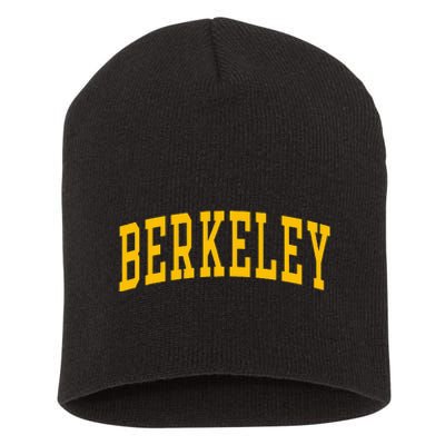 Berkeley Arched Varsity Text Yellow Short Acrylic Beanie