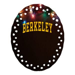 Berkeley Arched Varsity Text Yellow Ceramic Oval Ornament