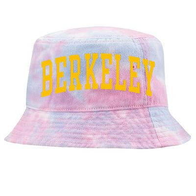 Berkeley Arched Varsity Text Yellow Tie-Dyed Bucket Hat