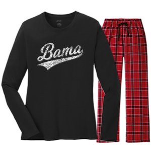 Bama Alabama Varsity Script Classic Sports Jersey Women's Long Sleeve Flannel Pajama Set 