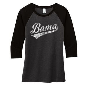 Bama Alabama Varsity Script Classic Sports Jersey Women's Tri-Blend 3/4-Sleeve Raglan Shirt