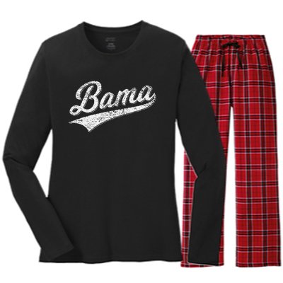 BAMA ALABAMA VARSITY SCRIPT CLASSIC SPORTS JERSEY STYLE Women's Long Sleeve Flannel Pajama Set 