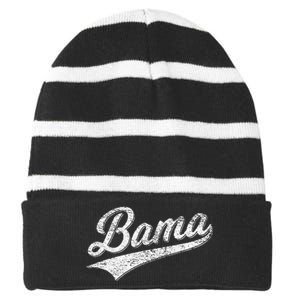 BAMA ALABAMA VARSITY SCRIPT CLASSIC SPORTS JERSEY STYLE Striped Beanie with Solid Band