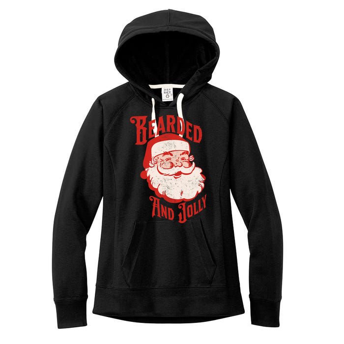 Bearded And Vintage Jolly Funny Santa Christmas Women's Fleece Hoodie