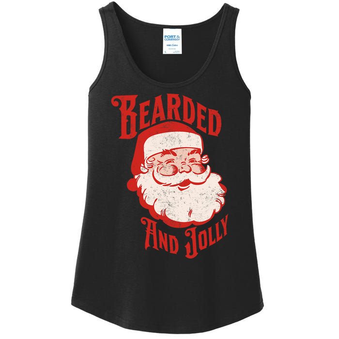 Bearded And Vintage Jolly Funny Santa Christmas Ladies Essential Tank