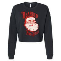 Bearded And Vintage Jolly Funny Santa Christmas Cropped Pullover Crew