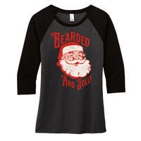 Bearded And Vintage Jolly Funny Santa Christmas Women's Tri-Blend 3/4-Sleeve Raglan Shirt