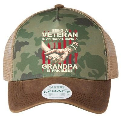 Being A Veteran Is An Honor Being A Grandpa Is Priceless Legacy Tie Dye Trucker Hat