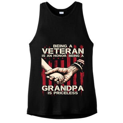 Being A Veteran Is An Honor Being A Grandpa Is Priceless Ladies PosiCharge Tri-Blend Wicking Tank
