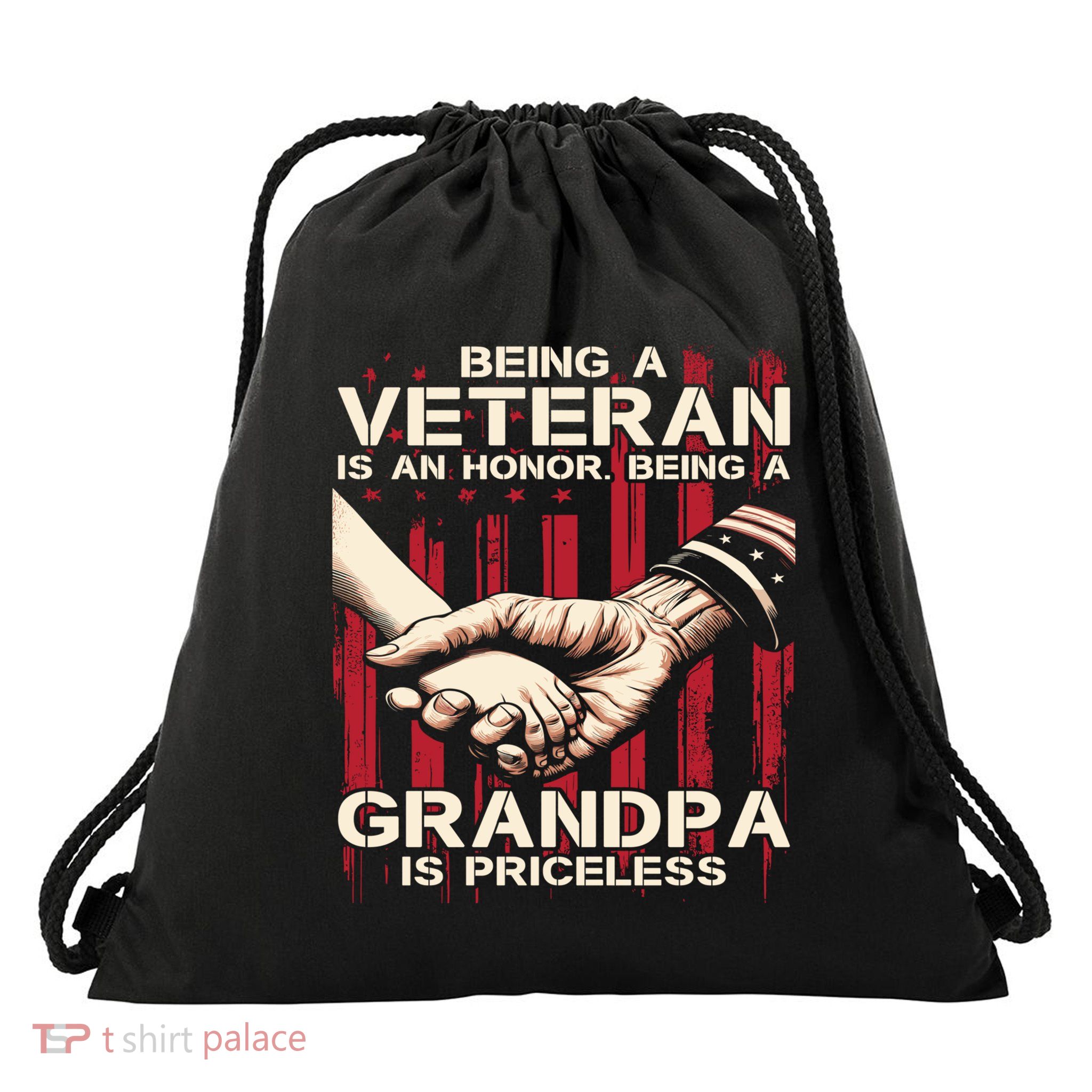 Being A Veteran Is An Honor Being A Grandpa Is Priceless Drawstring Bag