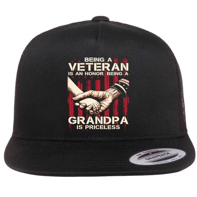 Being A Veteran Is An Honor Being A Grandpa Is Priceless Flatbill Hat