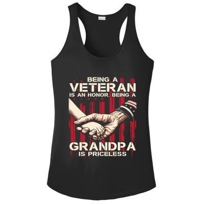 Being A Veteran Is An Honor Being A Grandpa Is Priceless Ladies PosiCharge Competitor Racerback Tank