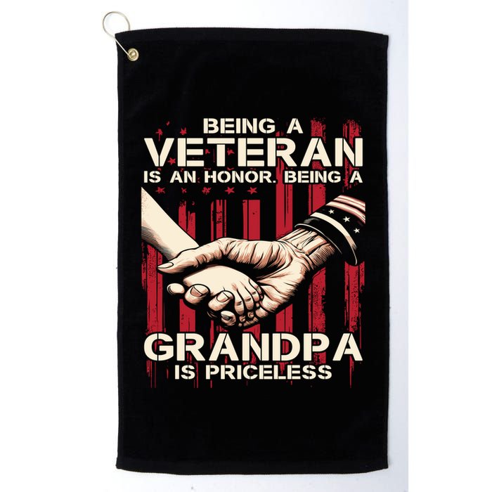 Being A Veteran Is An Honor Being A Grandpa Is Priceless Golf Towel