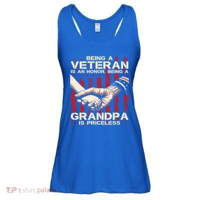 Being A Veteran Is An Honor Being A Grandpa Is Priceless Ladies Essential Flowy Tank