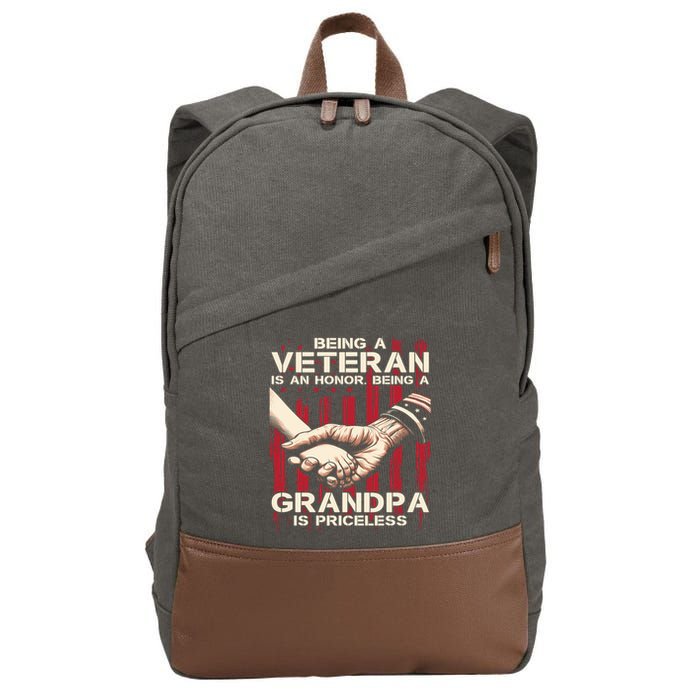 Being A Veteran Is An Honor Being A Grandpa Is Priceless Cotton Canvas Backpack