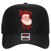 Bearded And Vintage Jolly Funny Santa Christmas Apparel High Crown Mesh Back Trucker Hat