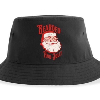 Bearded And Vintage Jolly Funny Santa Christmas Apparel Sustainable Bucket Hat