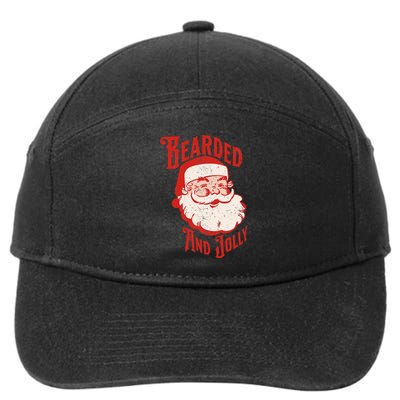 Bearded And Vintage Jolly Funny Santa Christmas Apparel 7-Panel Snapback Hat