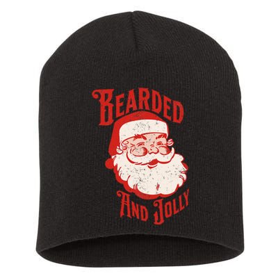 Bearded And Vintage Jolly Funny Santa Christmas Apparel Short Acrylic Beanie