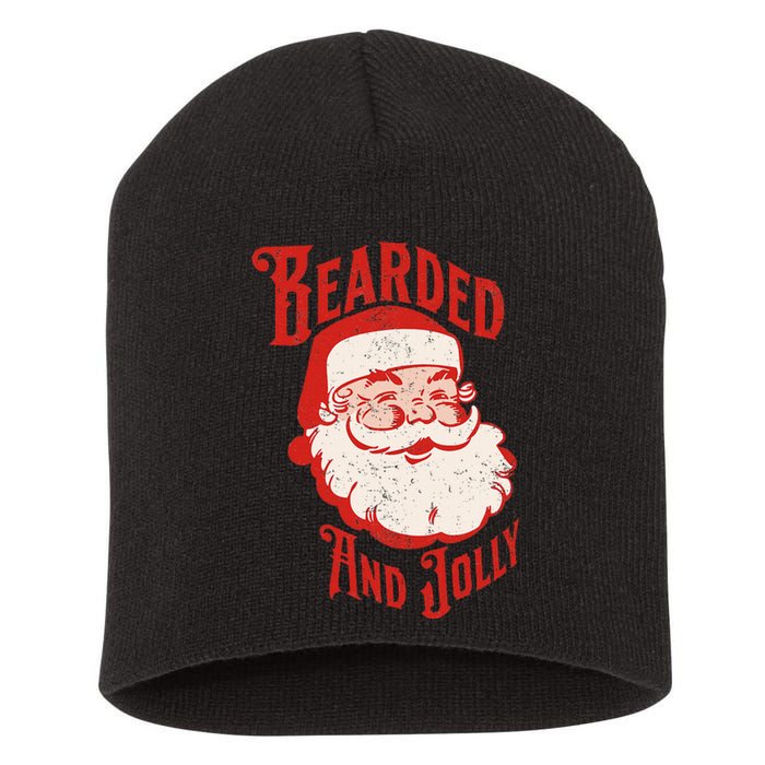 Bearded And Vintage Jolly Funny Santa Christmas Apparel Short Acrylic Beanie