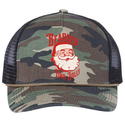 Bearded And Vintage Jolly Funny Santa Christmas Apparel Retro Rope Trucker Hat Cap