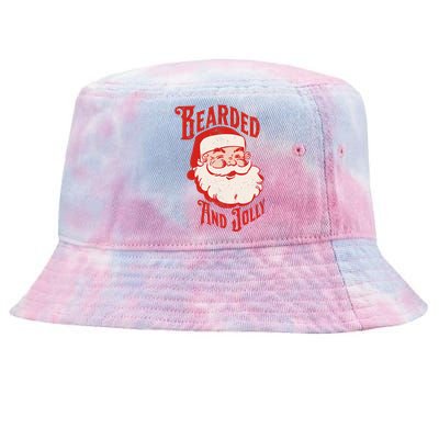 Bearded And Vintage Jolly Funny Santa Christmas Apparel Tie-Dyed Bucket Hat