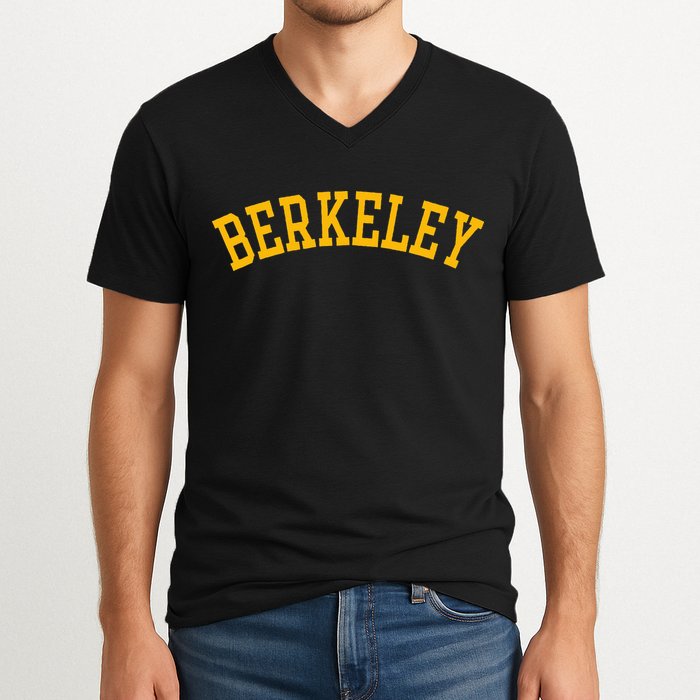 Berkeley Arched Varsity Text Yellow Berkeley V-Neck T-Shirt