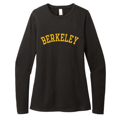 Berkeley Arched Varsity Text Yellow Berkeley Womens CVC Long Sleeve Shirt