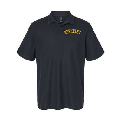 Berkeley Arched Varsity Text Yellow Berkeley Softstyle Adult Sport Polo