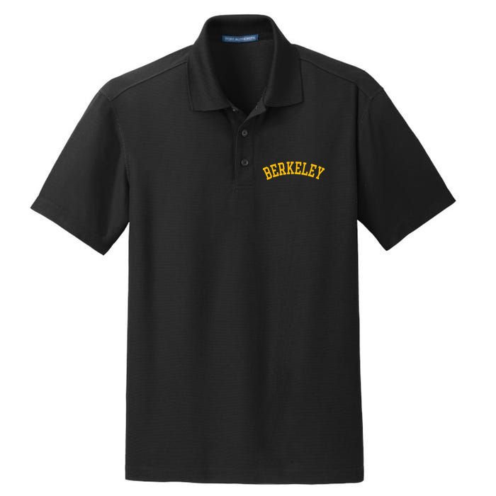 Berkeley Arched Varsity Text Yellow Berkeley Dry Zone Grid Polo