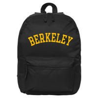 Berkeley Arched Varsity Text Yellow Berkeley 16 in Basic Backpack