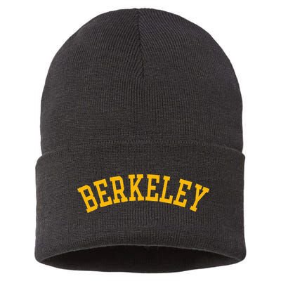 Berkeley Arched Varsity Text Yellow Berkeley Sustainable Knit Beanie