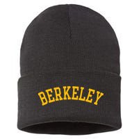 Berkeley Arched Varsity Text Yellow Berkeley Sustainable Knit Beanie