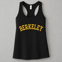 Berkeley Arched Varsity Text Yellow Berkeley Womens Tank Top