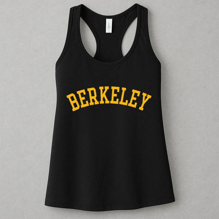 Berkeley Arched Varsity Text Yellow Berkeley Womens Tank Top