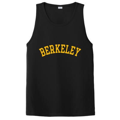 Berkeley Arched Varsity Text Yellow Berkeley PosiCharge Competitor Tank