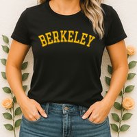 Berkeley Arched Varsity Text Yellow Berkeley Womens T-Shirt
