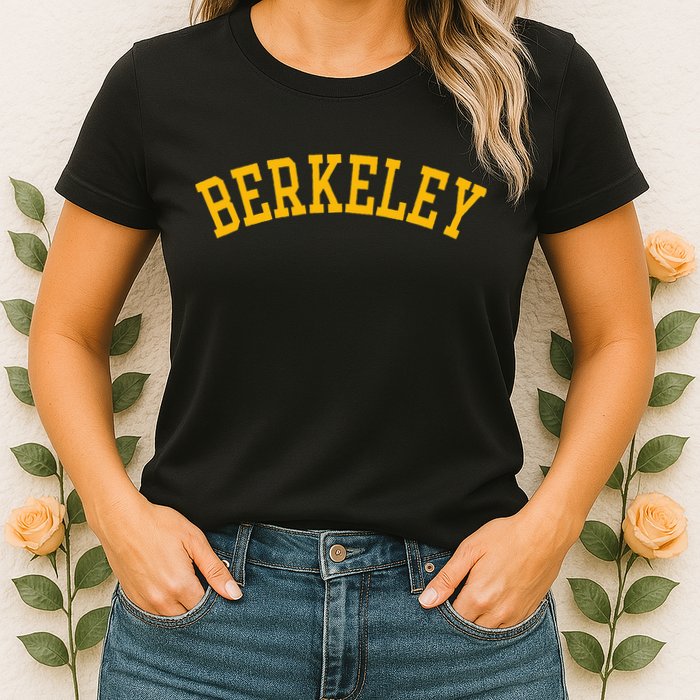 Berkeley Arched Varsity Text Yellow Berkeley Womens T-Shirt